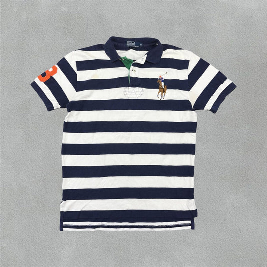 Blue/White Ralph Lauren Polo Shirt - Men M - Very Good - Revaleur