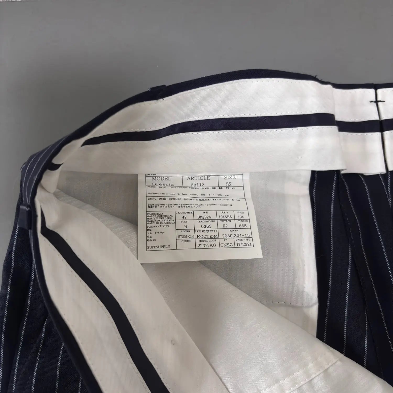Blue/White Striped Suitsupply Suit Pants - XL - New, Never Worn - Revaleur