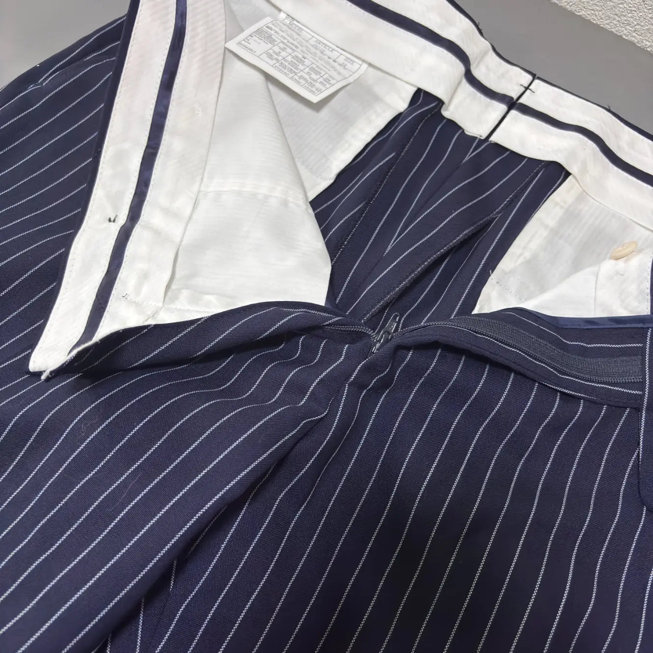 Blue/White Striped Suitsupply Suit Pants - XL - New, Never Worn - Revaleur