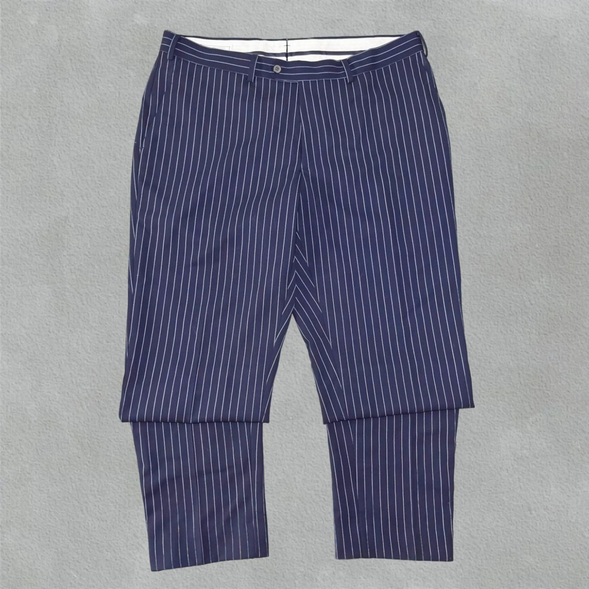 Blue/White Striped Suitsupply Suit Pants - XL - New, Never Worn - Revaleur