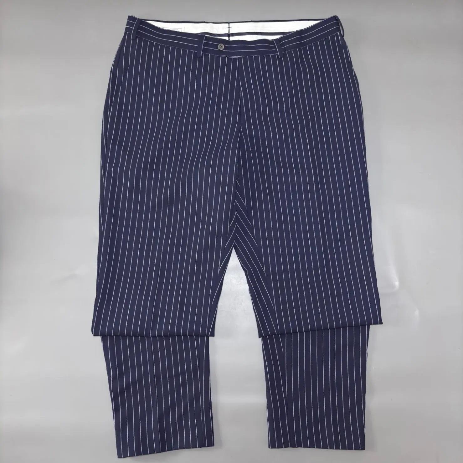 Blue/White Striped Suitsupply Suit Pants - XL - New, Never Worn - Revaleur