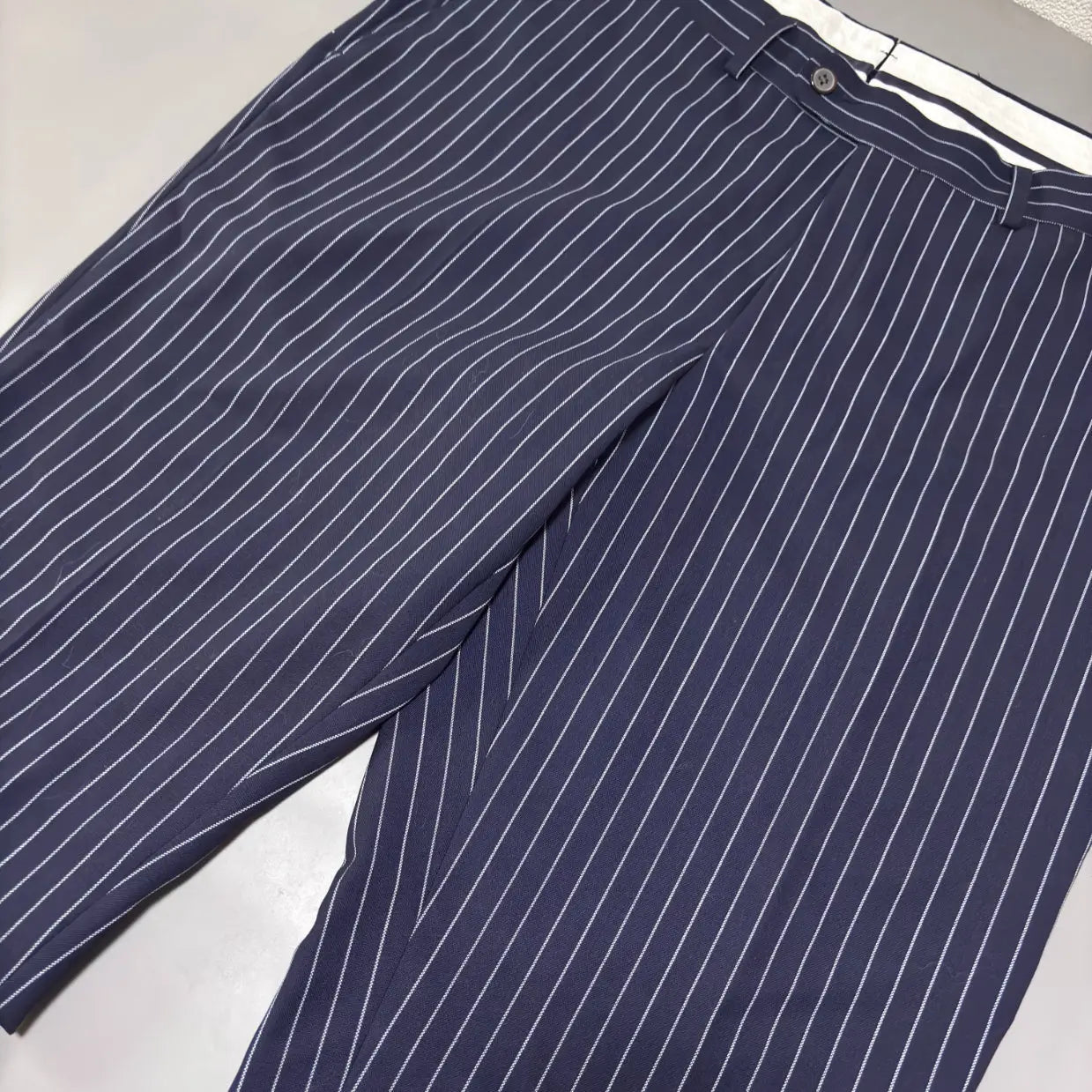 Blue/White Striped Suitsupply Suit Pants - XL - New, Never Worn - Revaleur