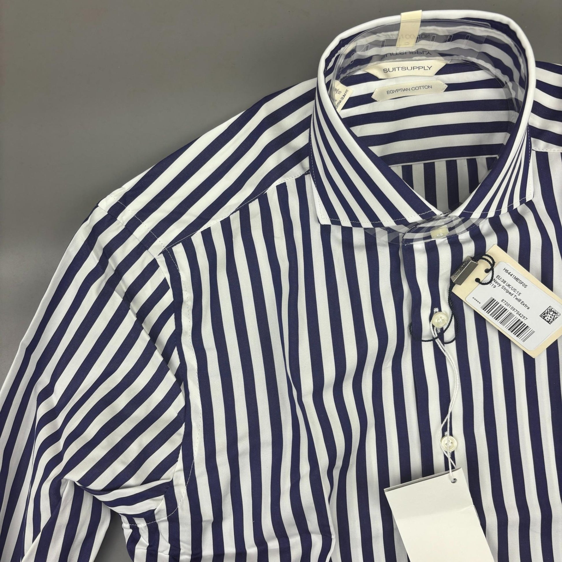 Blue/White Suitsupply Shirt - Men 38 - New With Tags - Revaleur