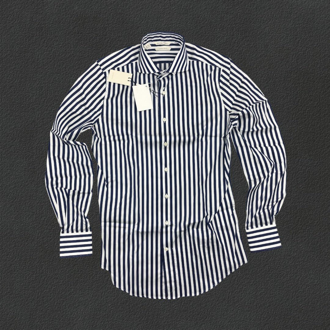 Blue/White Suitsupply Shirt - Men 38 - New With Tags - Revaleur