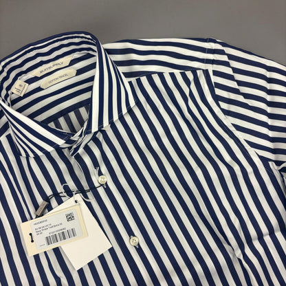 Blue/White Suitsupply Shirt - Men 38 - New With Tags - Revaleur