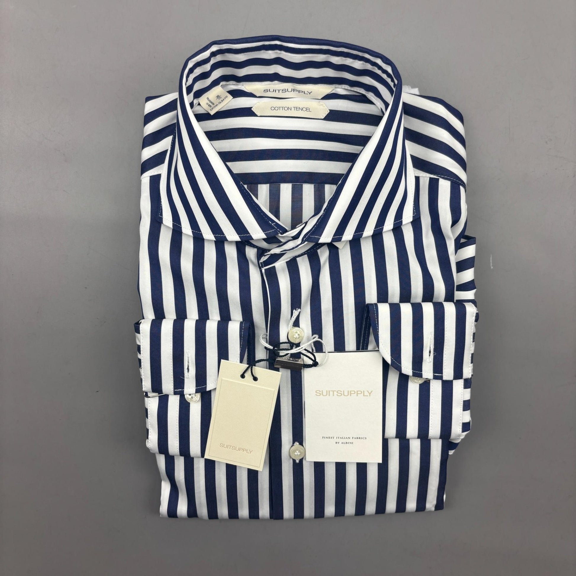 Blue/White Suitsupply Shirt - Men 38 - New With Tags - Revaleur