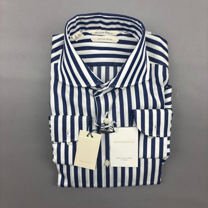 Blue/White Suitsupply Shirt - Men 38 - New With Tags - Revaleur