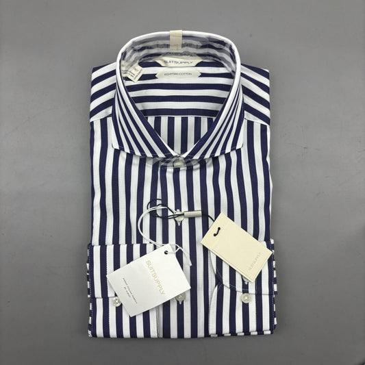 Blue/White Suitsupply Shirt - Men 38 - New With Tags - Revaleur