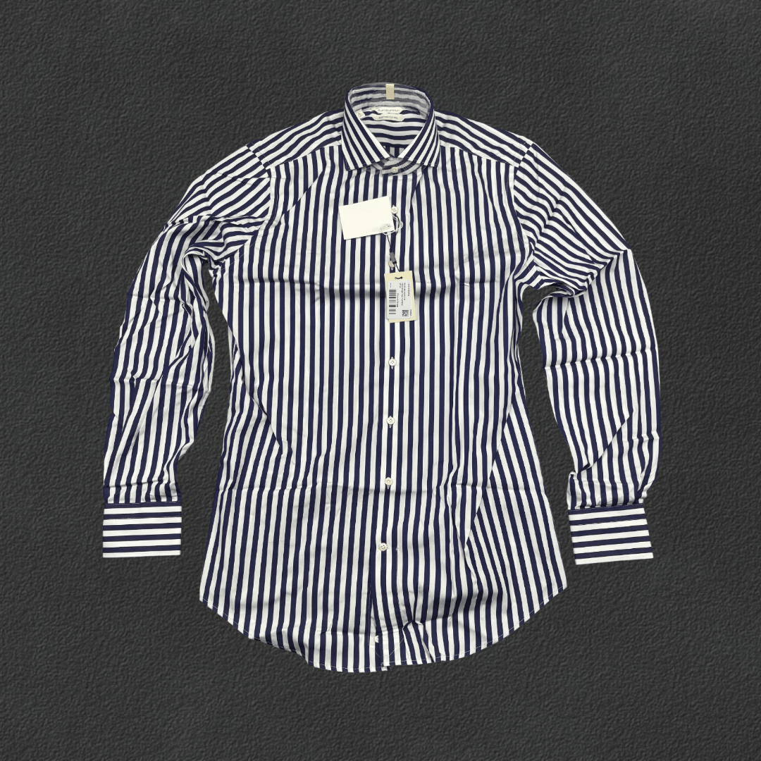 Blue/White Suitsupply Shirt - Men 39 - New With Tags - Revaleur