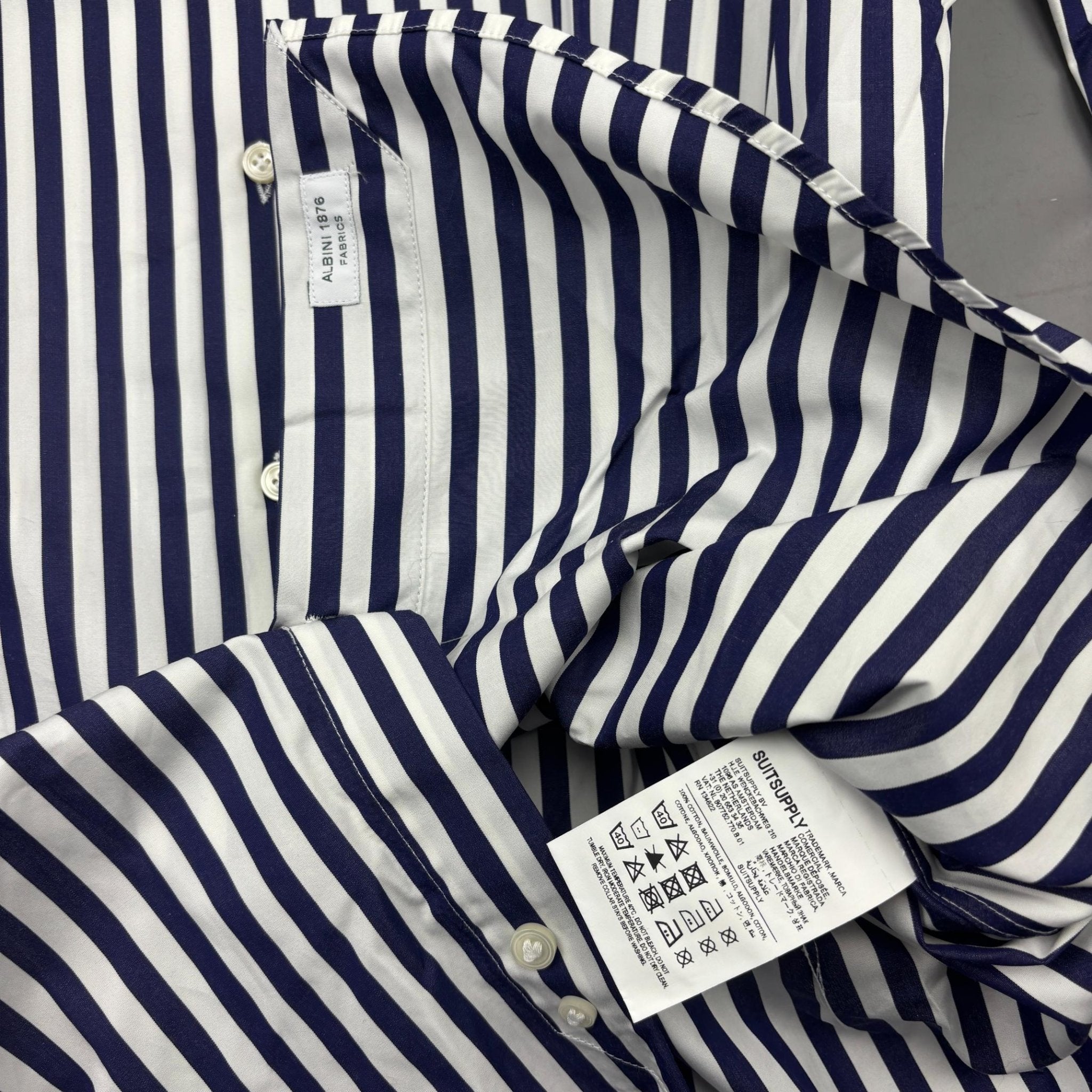 Blue/White Suitsupply Shirt - Men 39 - New With Tags - Revaleur