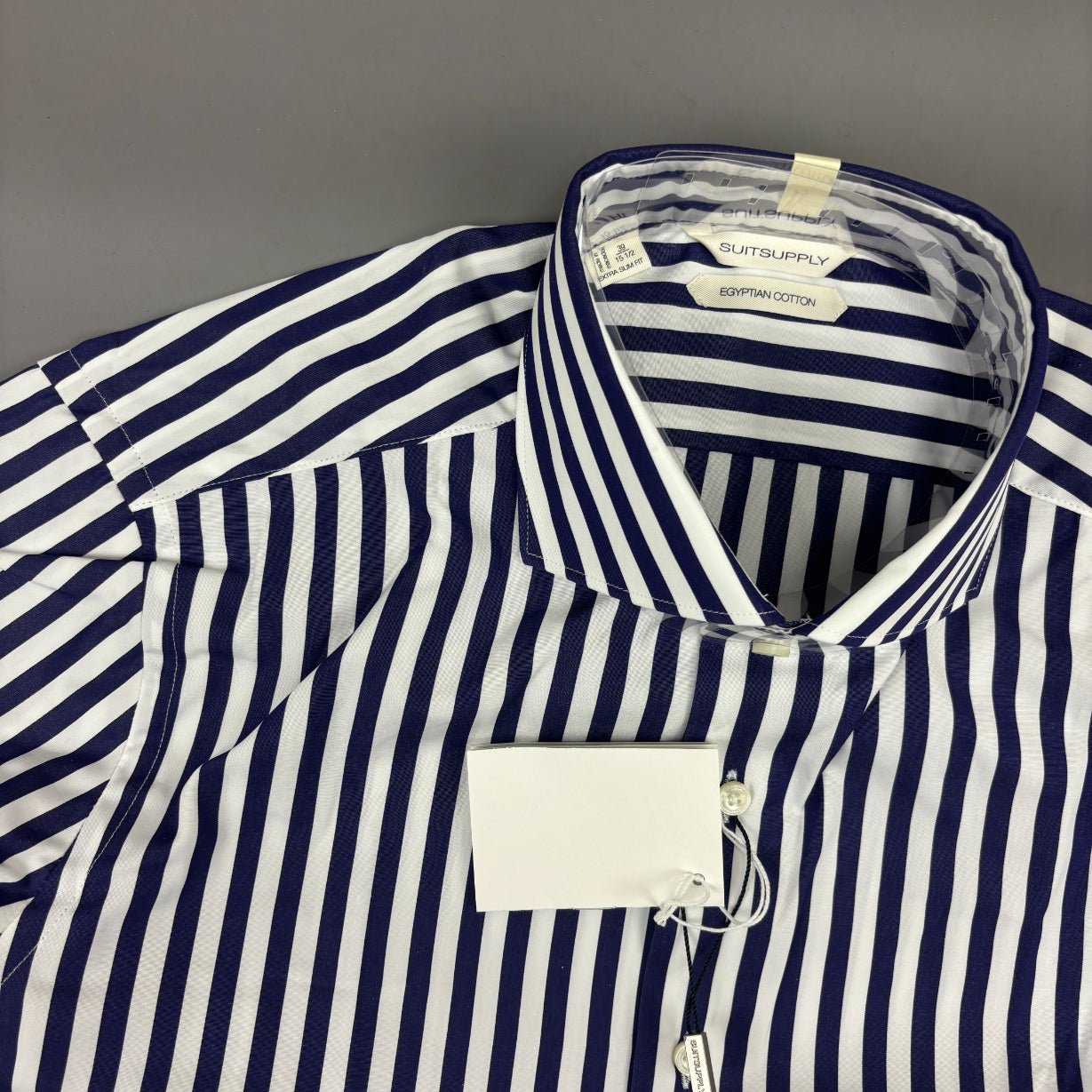 Blue/White Suitsupply Shirt - Men 39 - New With Tags - Revaleur