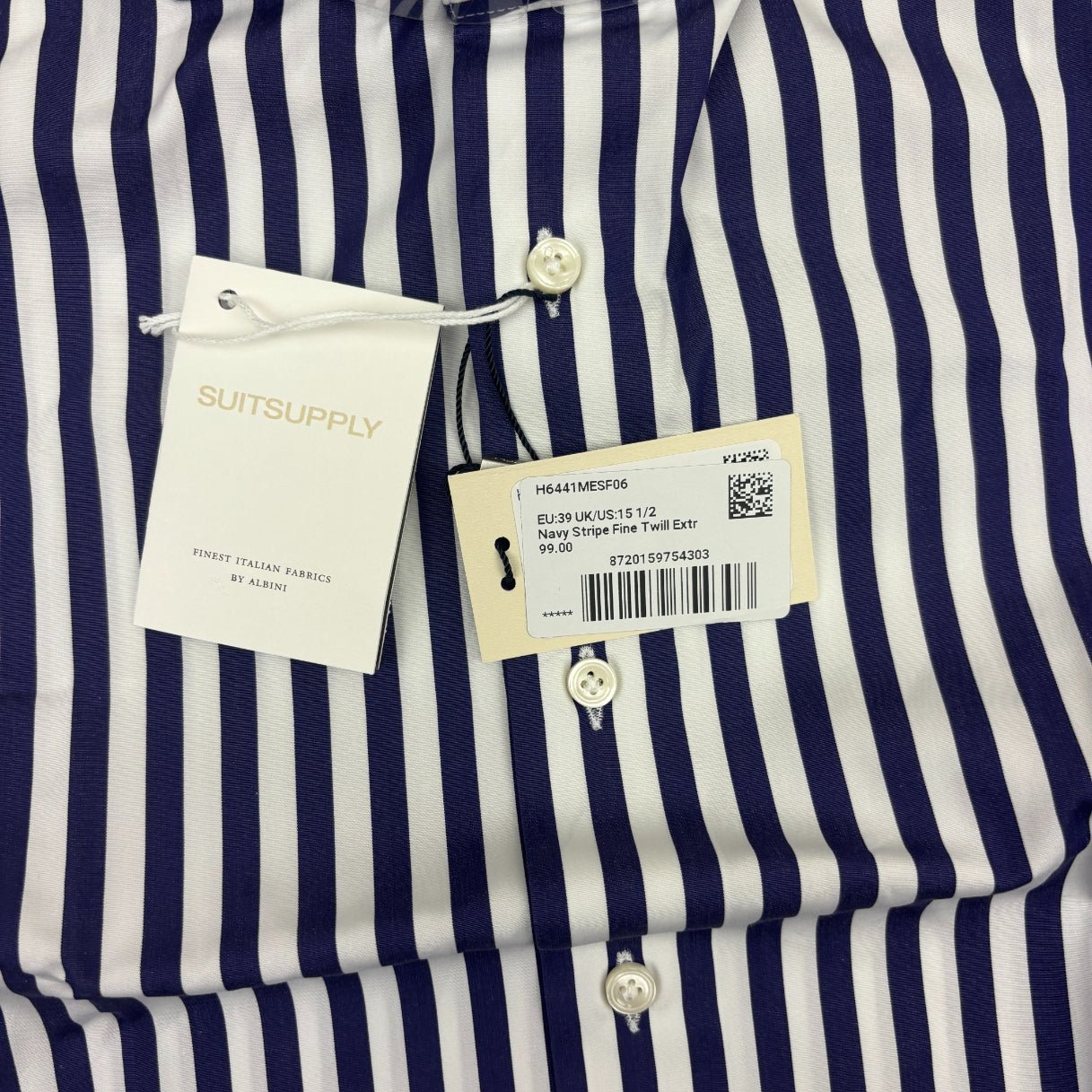 Blue/White Suitsupply Shirt - Men 39 - New With Tags - Revaleur