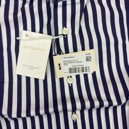 Blue/White Suitsupply Shirt - Men 39 - New With Tags - Revaleur