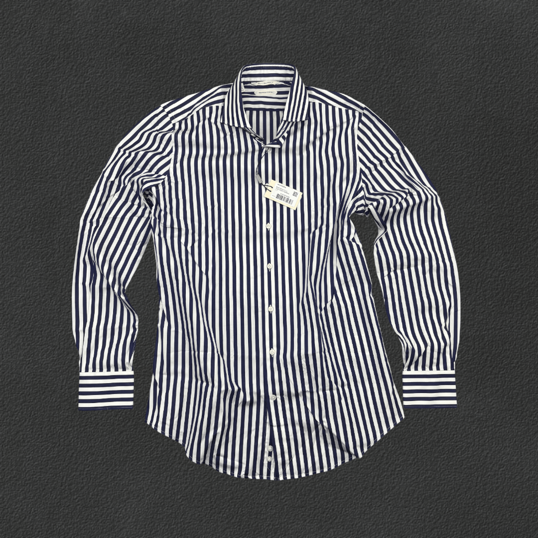 Blue/White Suitsupply Shirt - Men 39 - New With Tags - Revaleur