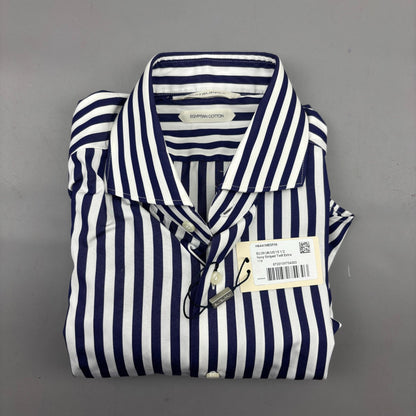 Blue/White Suitsupply Shirt - Men 39 - New With Tags - Revaleur