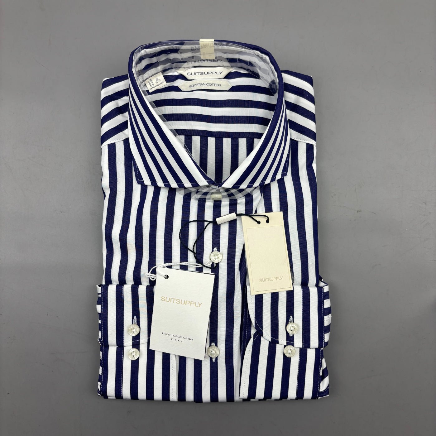 Blue/White Suitsupply Shirt - Men 39 - New With Tags - Revaleur