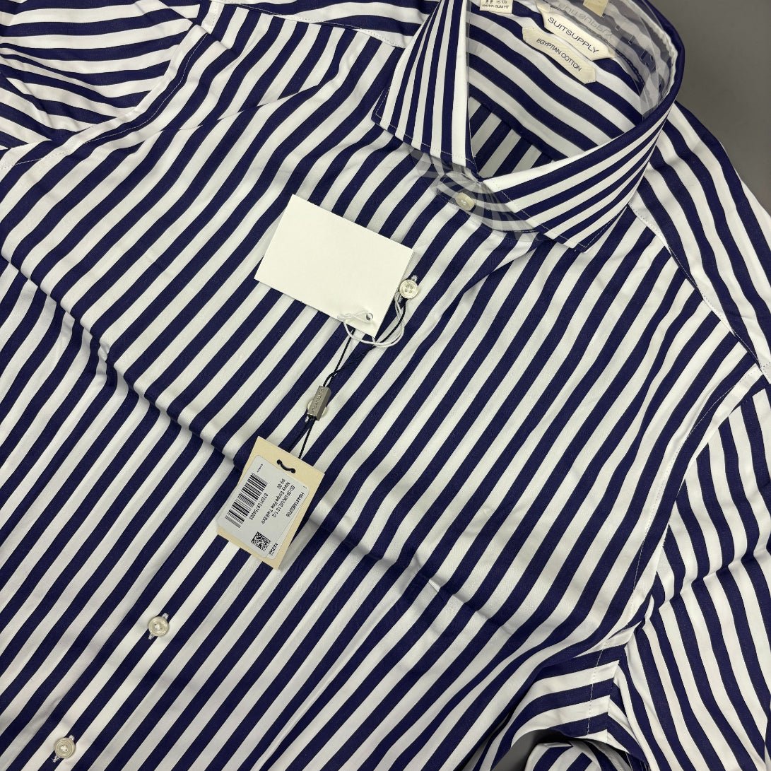 Blue/White Suitsupply Shirt - Men 39 - New With Tags - Revaleur