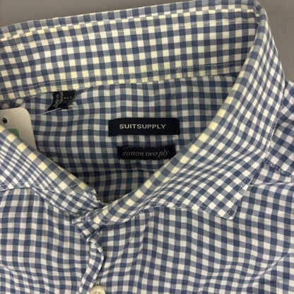Blue/White Suitsupply Shirt - Men 43 - Very Good - Revaleur