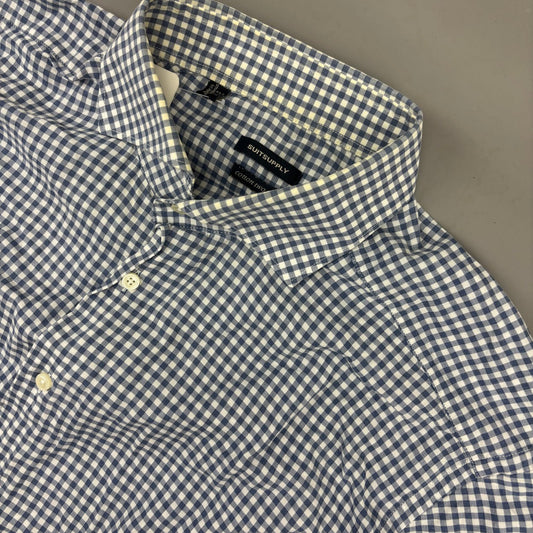 Blue/White Suitsupply Shirt - Men 43 - Very Good - Revaleur