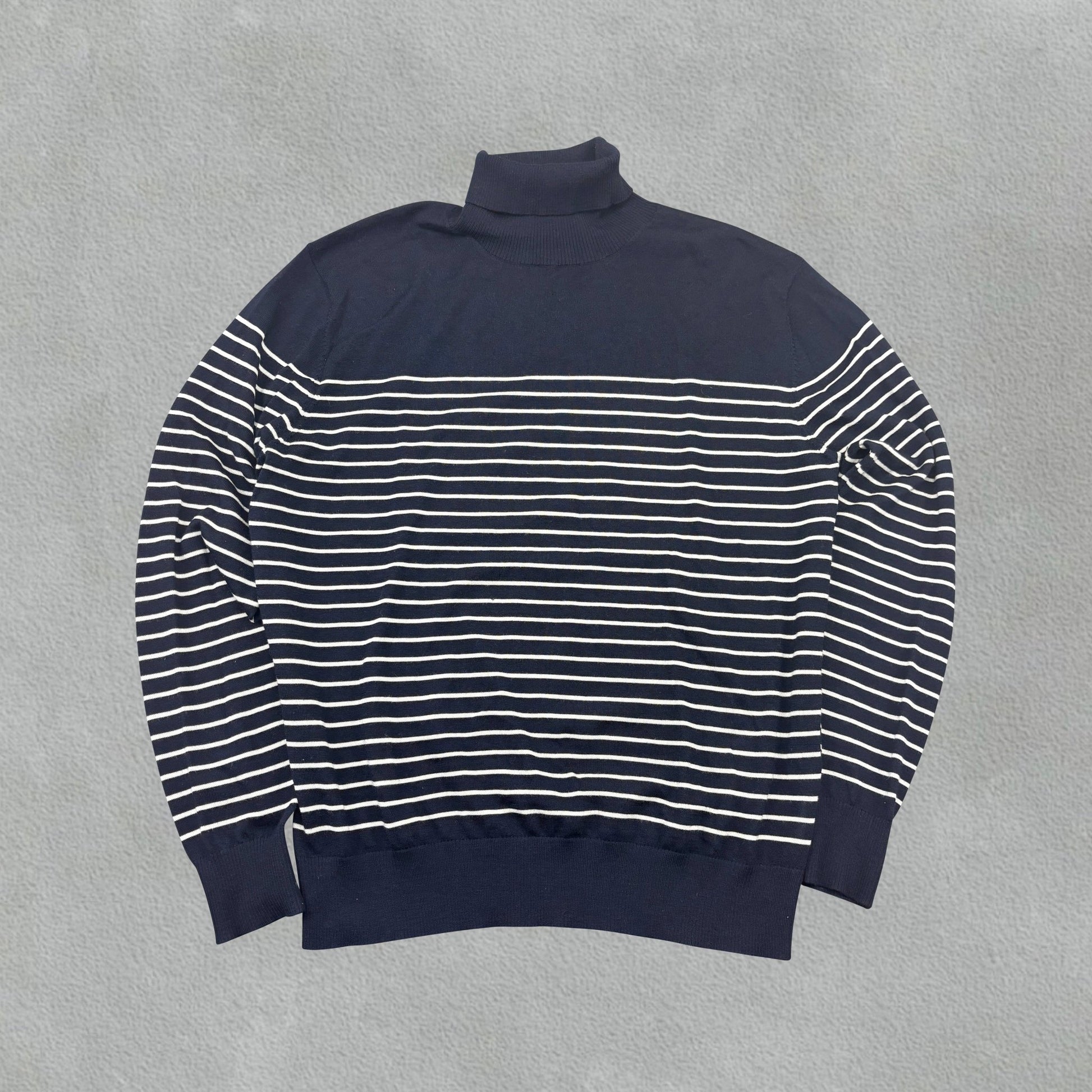 Blue/White Suitsupply Turtleneck - Men XL - New - Revaleur