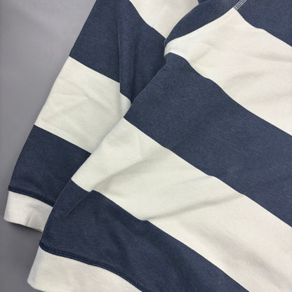Blue/White Zara Rugby Longsleeve Poloshirt - Men XL - Very Good - Revaleur