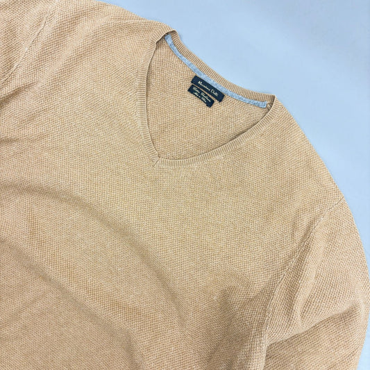 Brown Massimo Dutti V - neck Sweater - Men XL - Very Good - Revaleur