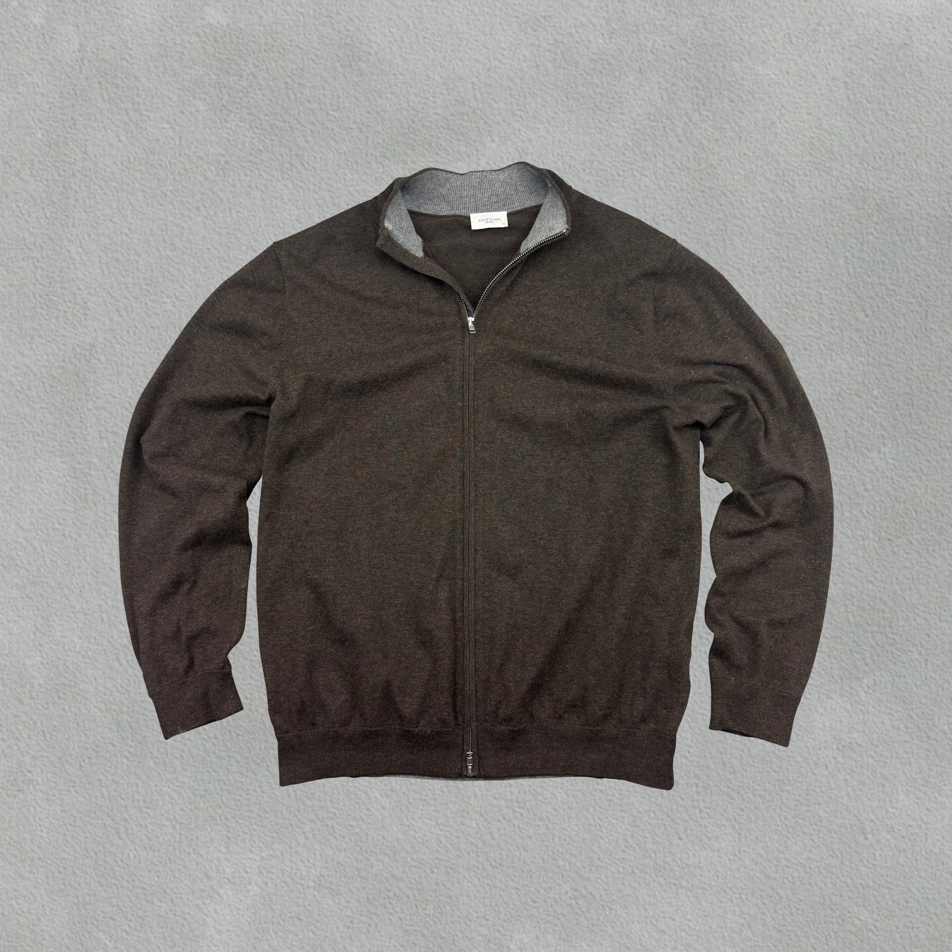 Brown Profuomo Zip Vest - Men XL - Very Good - Revaleur