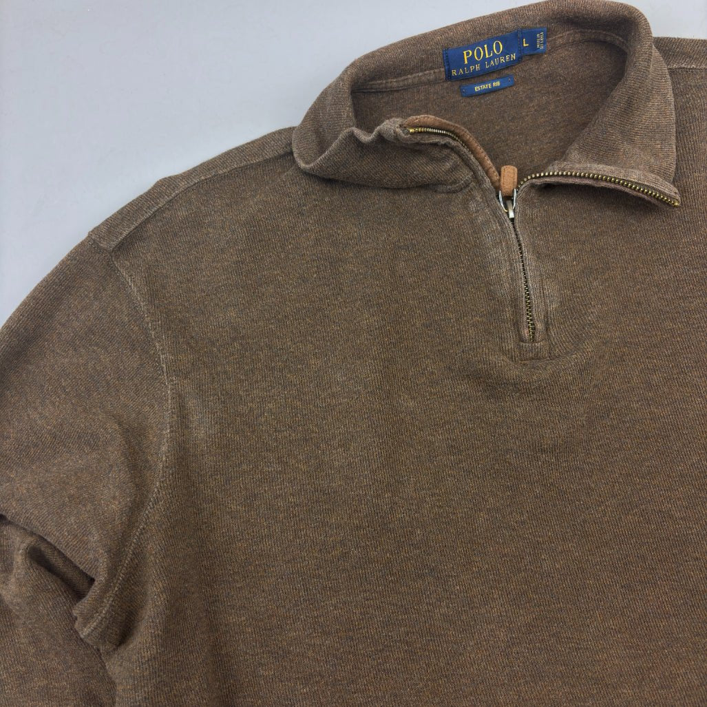 Brown Ralph Lauren Half Zip - Men L - Very Good - Revaleur