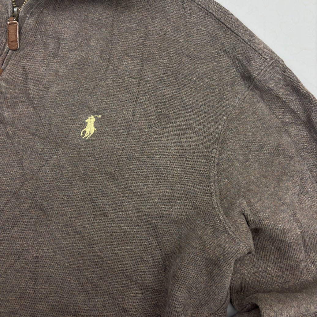 Brown Ralph Lauren Half Zip - Men M - Very Good - Revaleur