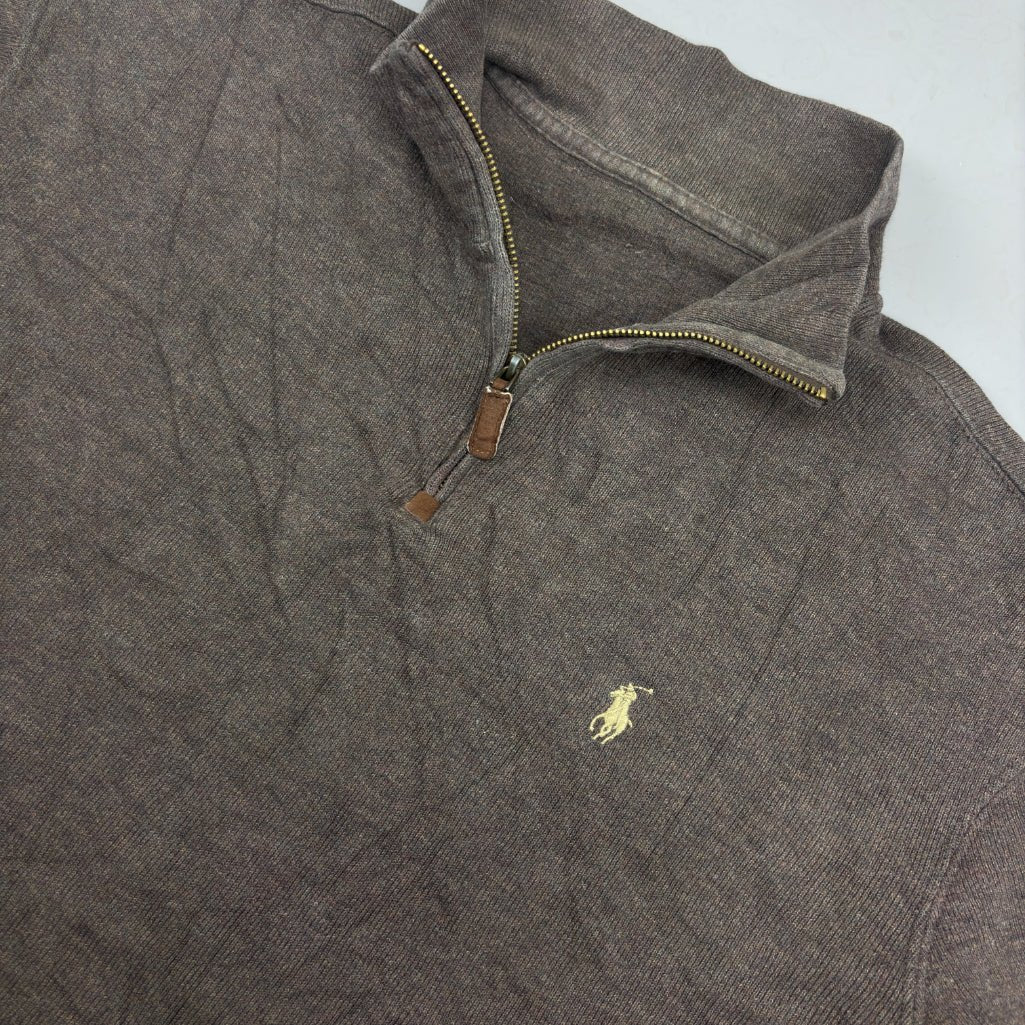 Brown Ralph Lauren Half Zip - Men M - Very Good - Revaleur