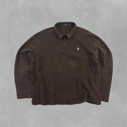 Brown Ralph Lauren Half Zip - Men XL - Very Good - Revaleur
