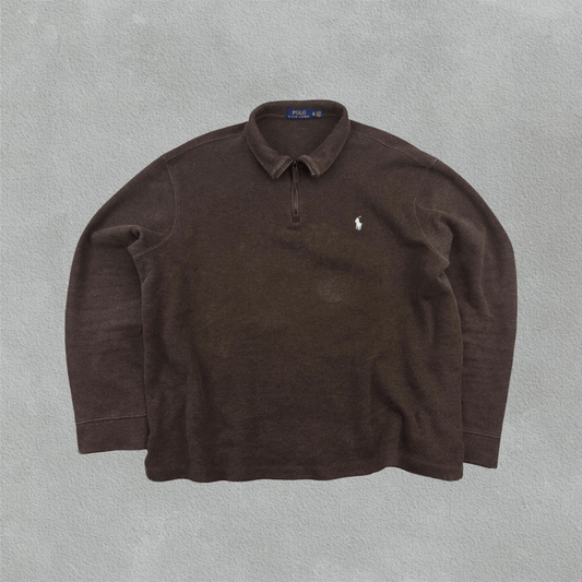 Brown Ralph Lauren Half Zip - Men XL - Very Good - Revaleur