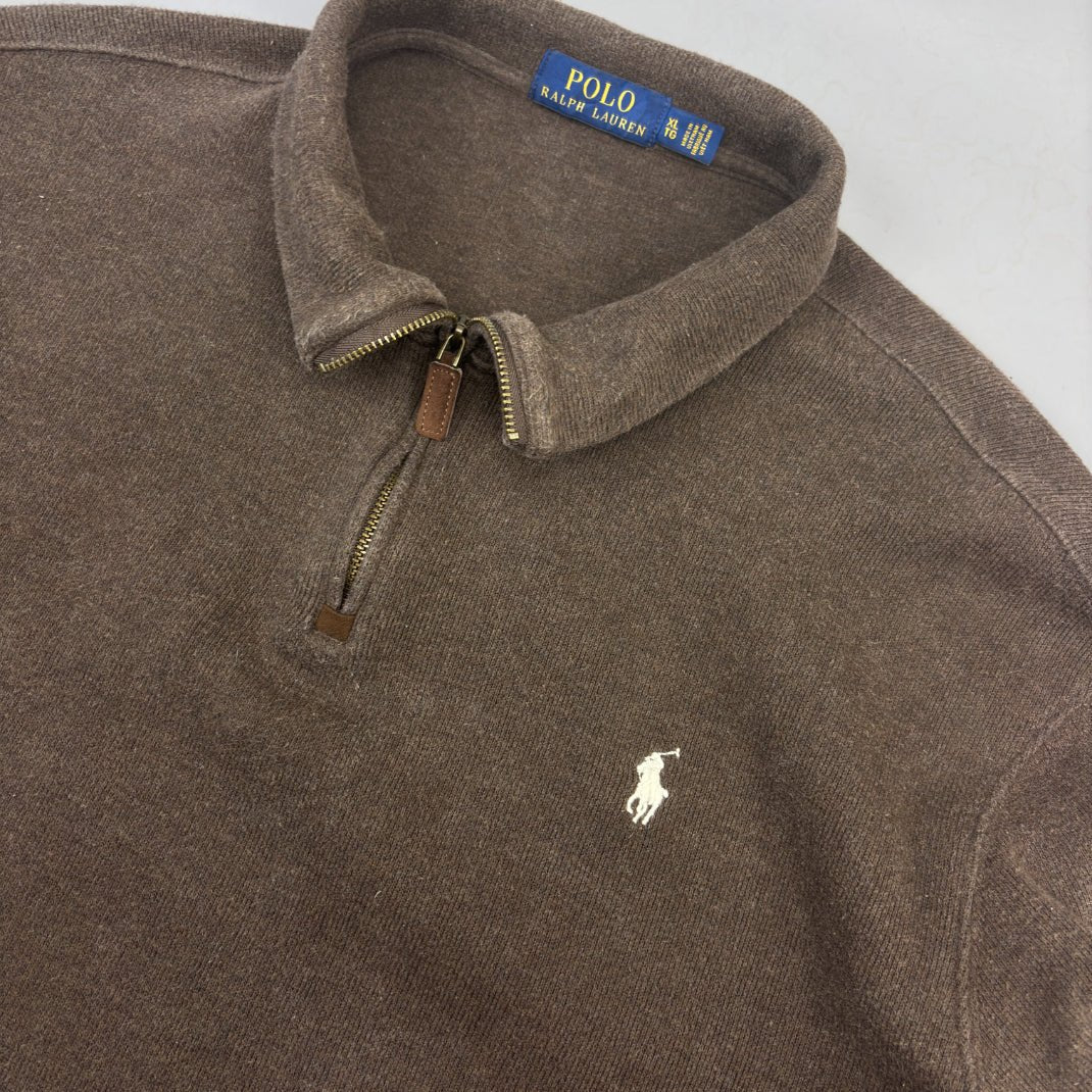 Brown Ralph Lauren Half Zip - Men XL - Very Good - Revaleur