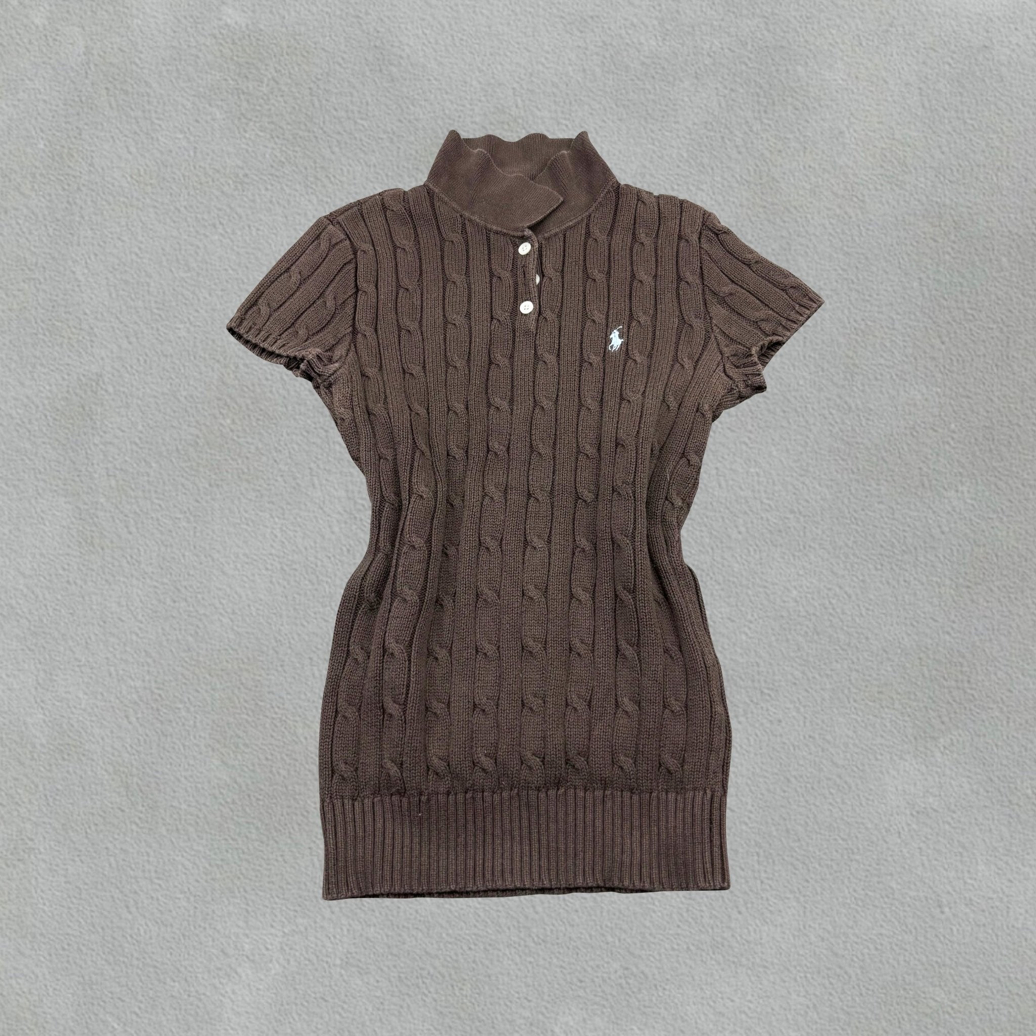 Brown Ralph Lauren Knitted T-Shirt - Women M - Very Good - Revaleur