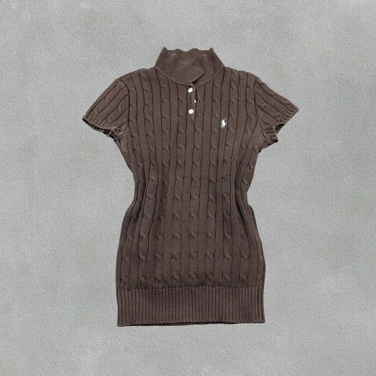 Brown Ralph Lauren Knitted T-Shirt - Women M - Very Good - Revaleur