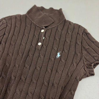 Brown Ralph Lauren Knitted T-Shirt - Women M - Very Good - Revaleur