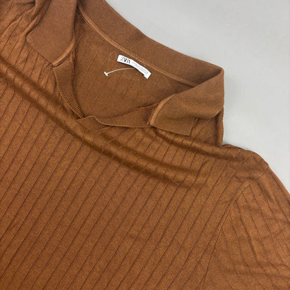 Brown Zara Polo Shirt - Men XL - New - Revaleur