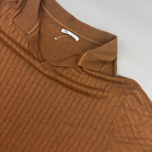 Brown Zara Polo Shirt - Men XL - New - Revaleur