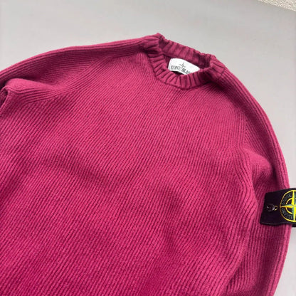 Burgundy Authentic Stone Island Knitted Jumper - S - New, Never Worn - Revaleur