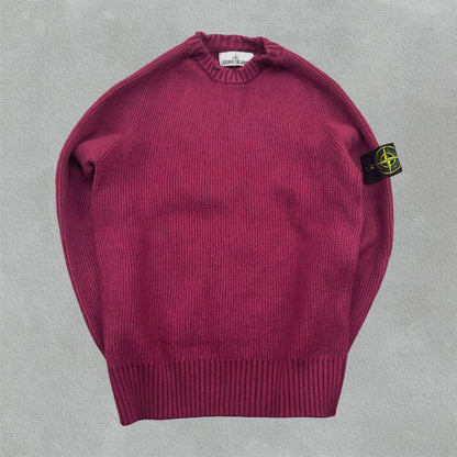 Burgundy Authentic Stone Island Knitted Jumper - S - New, Never Worn - Revaleur