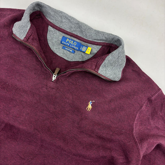 Burgundy Ralph Lauren Half Zip - Men L - Very Good - Revaleur