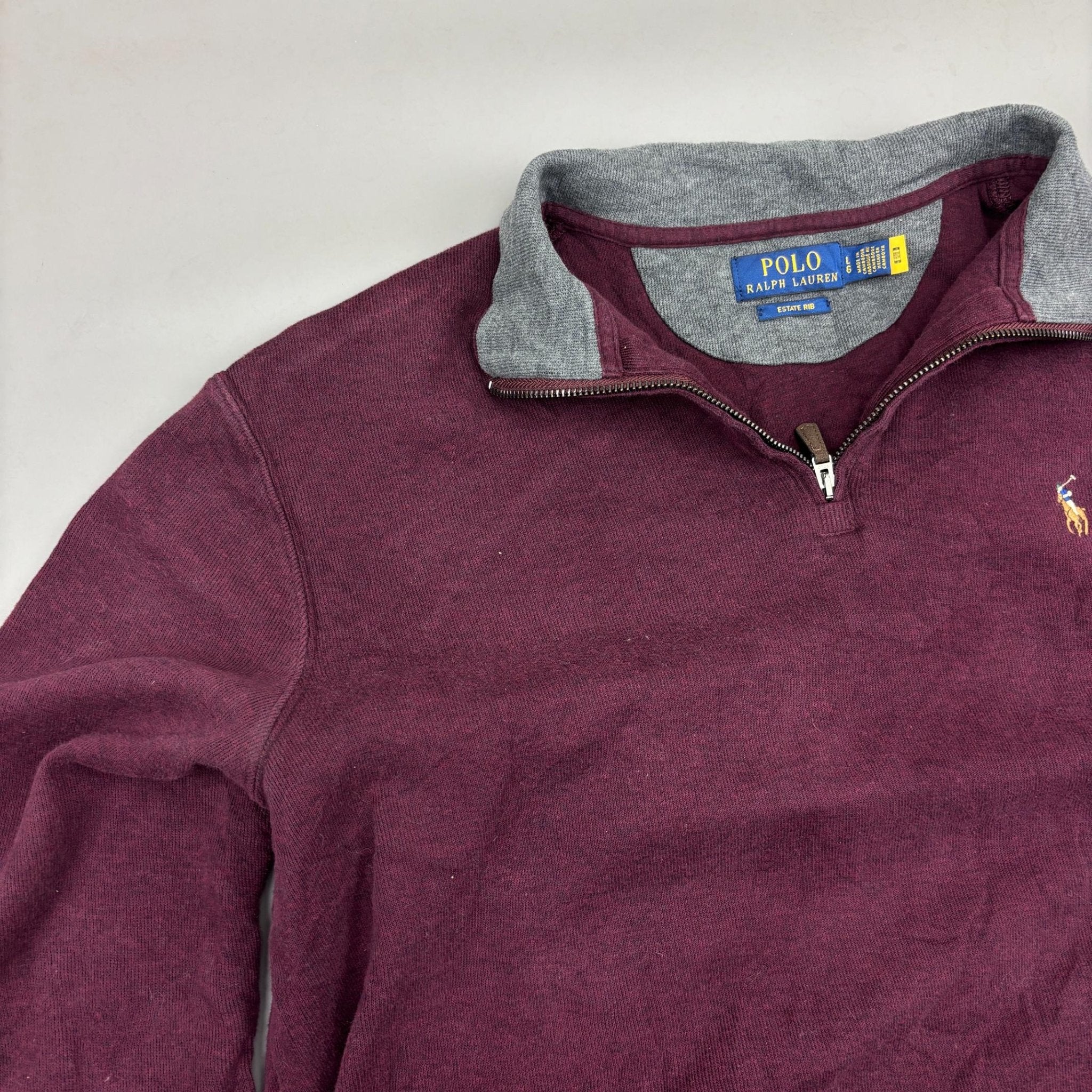 Burgundy Ralph Lauren Half Zip - Men L - Very Good - Revaleur