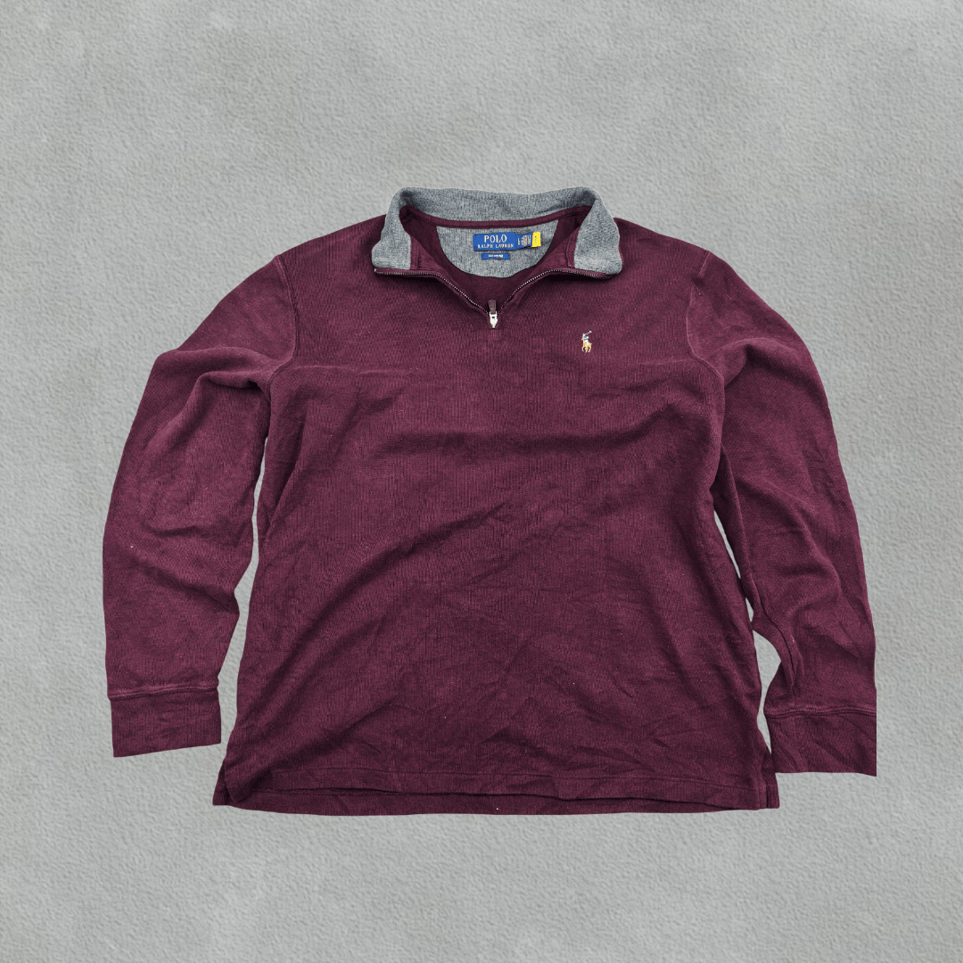 Burgundy Ralph Lauren Half Zip - Men L - Very Good - Revaleur