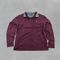 Burgundy Ralph Lauren Half Zip - Men L - Very Good - Revaleur