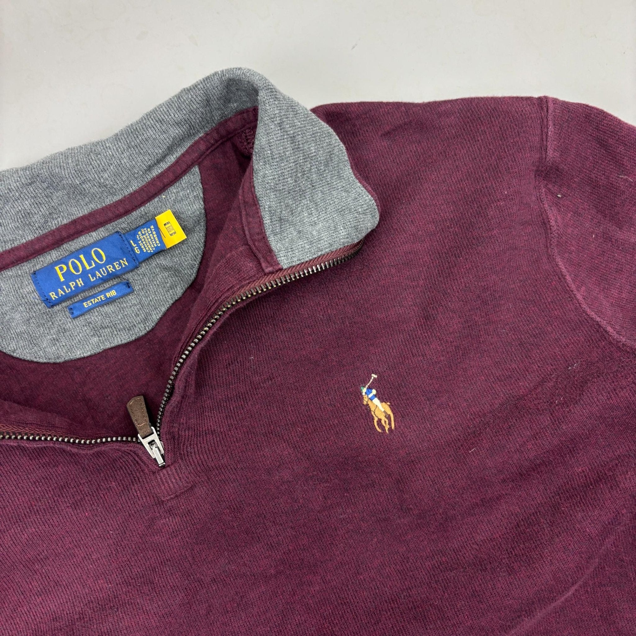 Burgundy Ralph Lauren Half Zip - Men L - Very Good - Revaleur