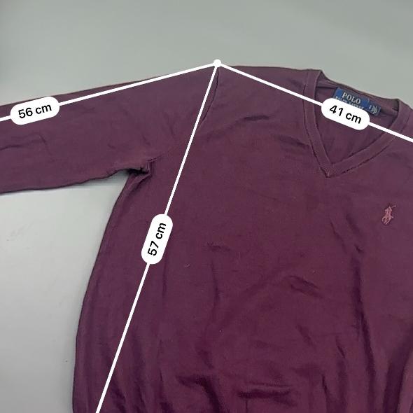 Burgundy Ralph Lauren V - neck Sweater - Men S - Very Good - Revaleur