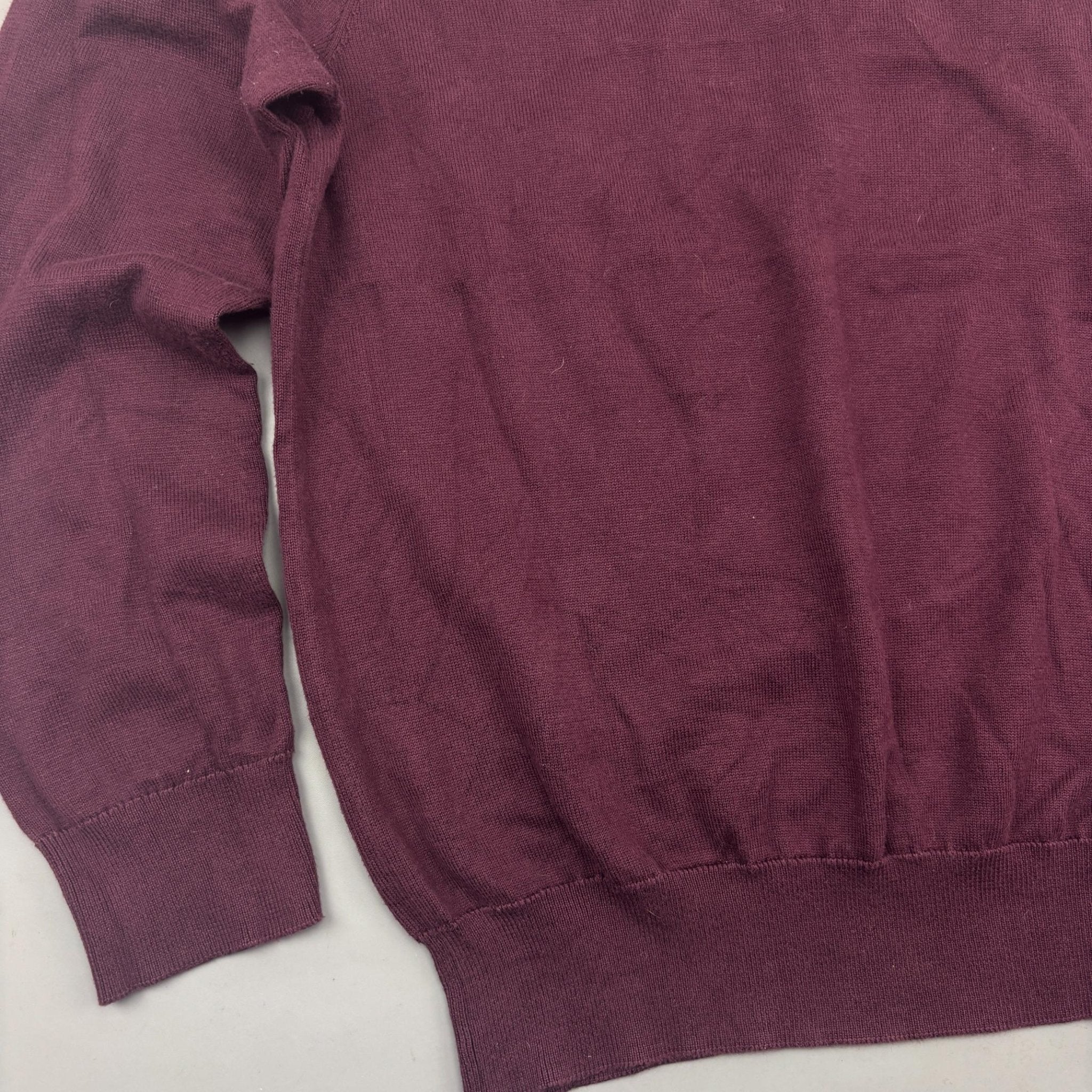 Burgundy Ralph Lauren V - neck Sweater - Men S - Very Good - Revaleur