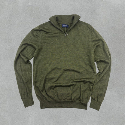 Dark Green Profuomo Half Zip - Men L - New - Revaleur