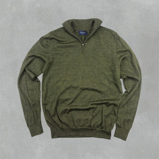 Dark Green Profuomo Half Zip - Men L - New - Revaleur