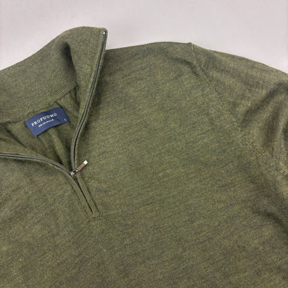 Dark Green Profuomo Half Zip - Men L - New - Revaleur